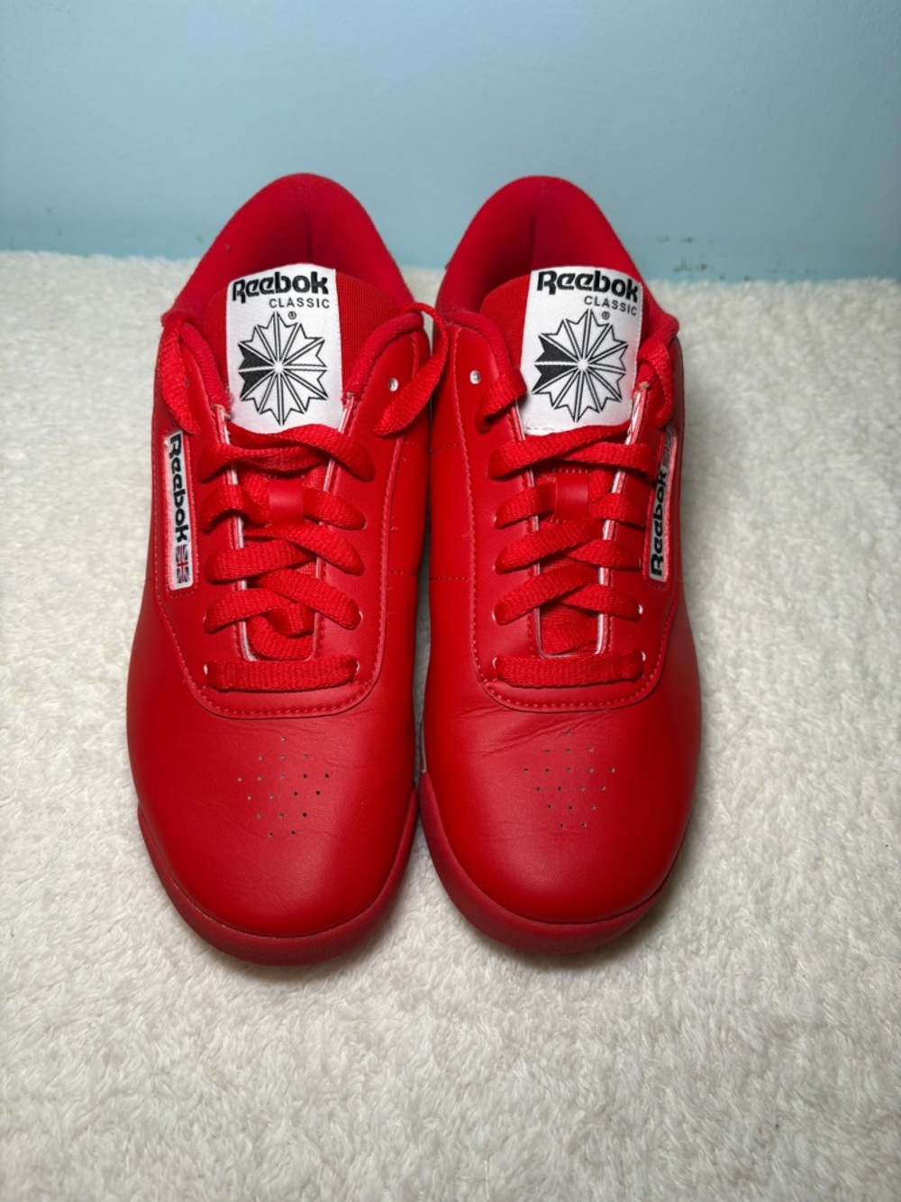 Reebok Classic Leather Sneakers in Bright Red